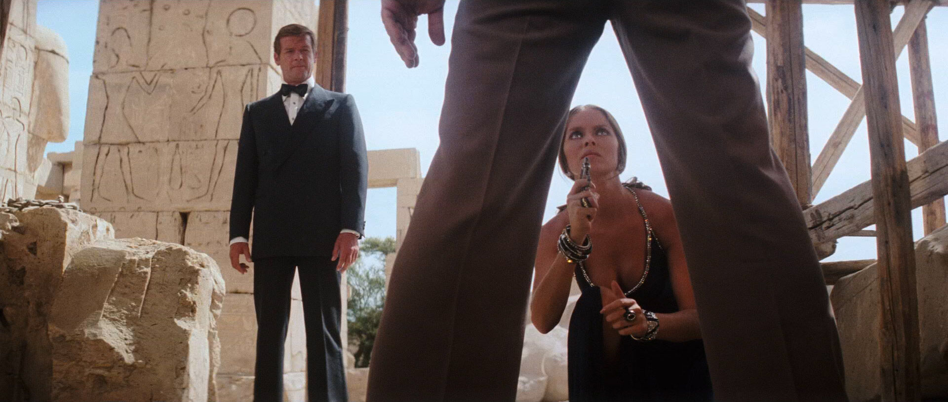 Knee Level Shot Example Knee level camera angle on Barbara Bach pointing a gun from The Spy Who Loved Me