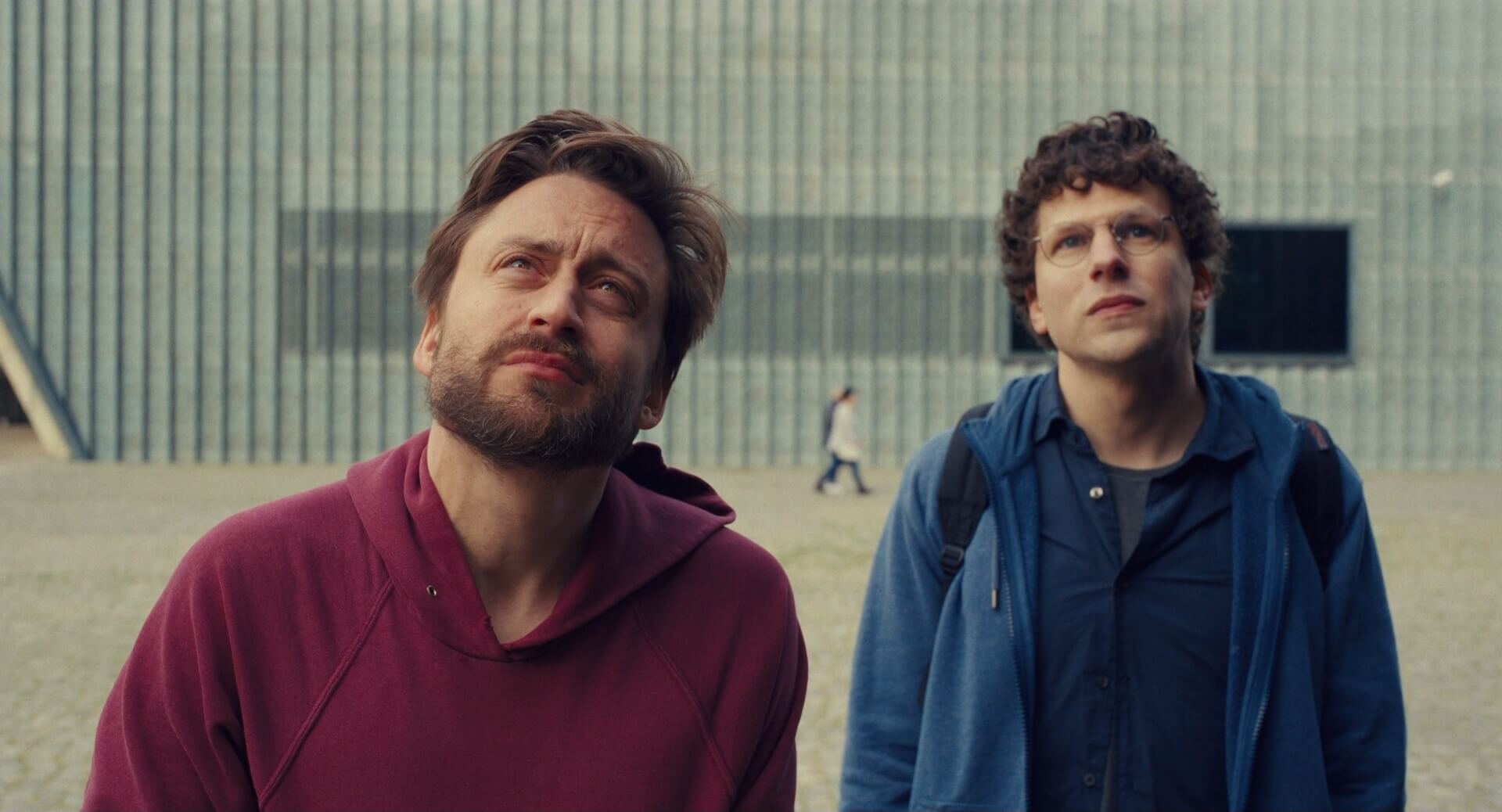 Medium Close Up Shot Example MCU of Kieran Culkin and Jesse Eisenberg from A Real Pain