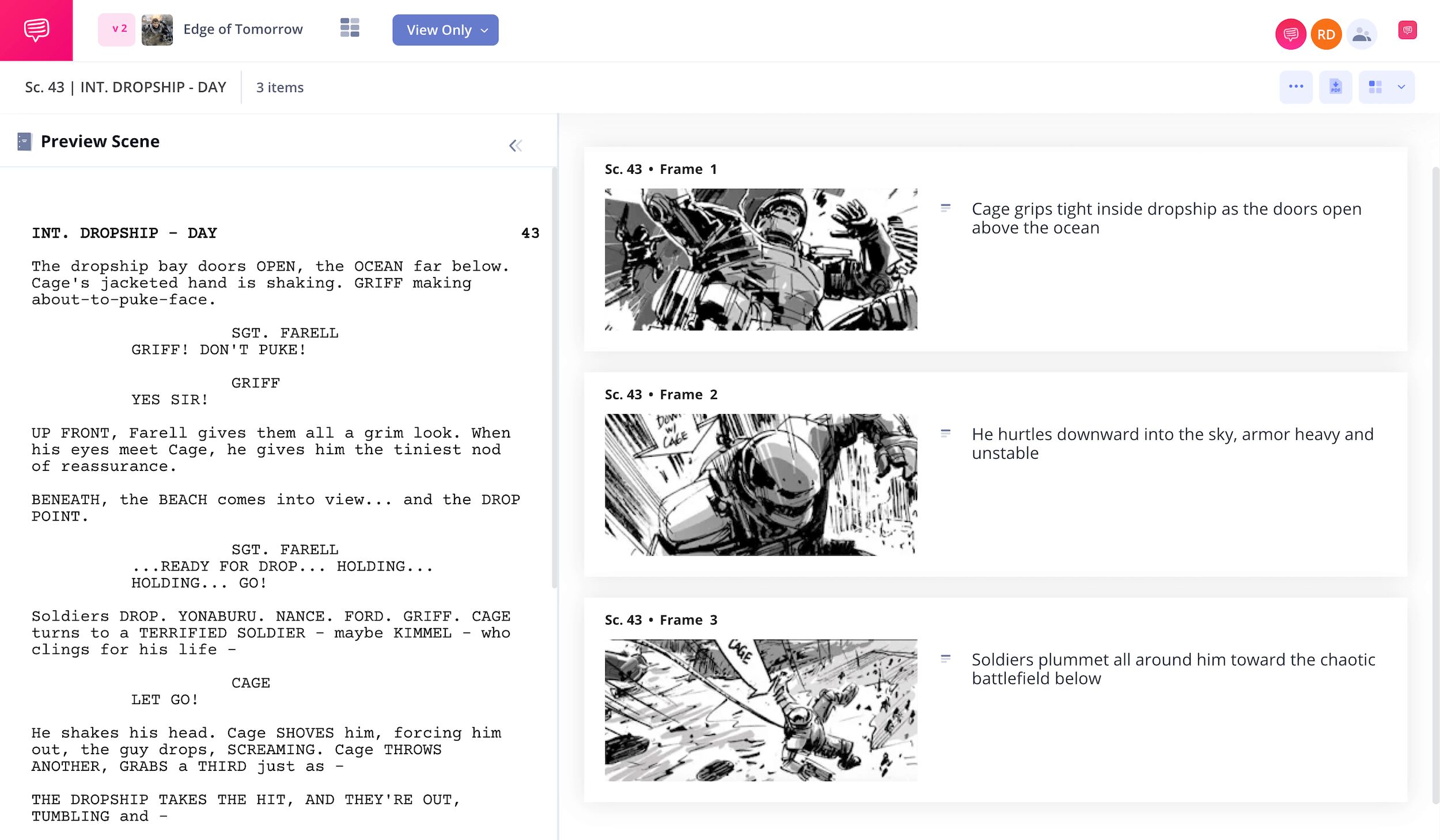 Storyboard Examples for Movies – Edge of Tomorrow Dropship Sequence – StudioBinder