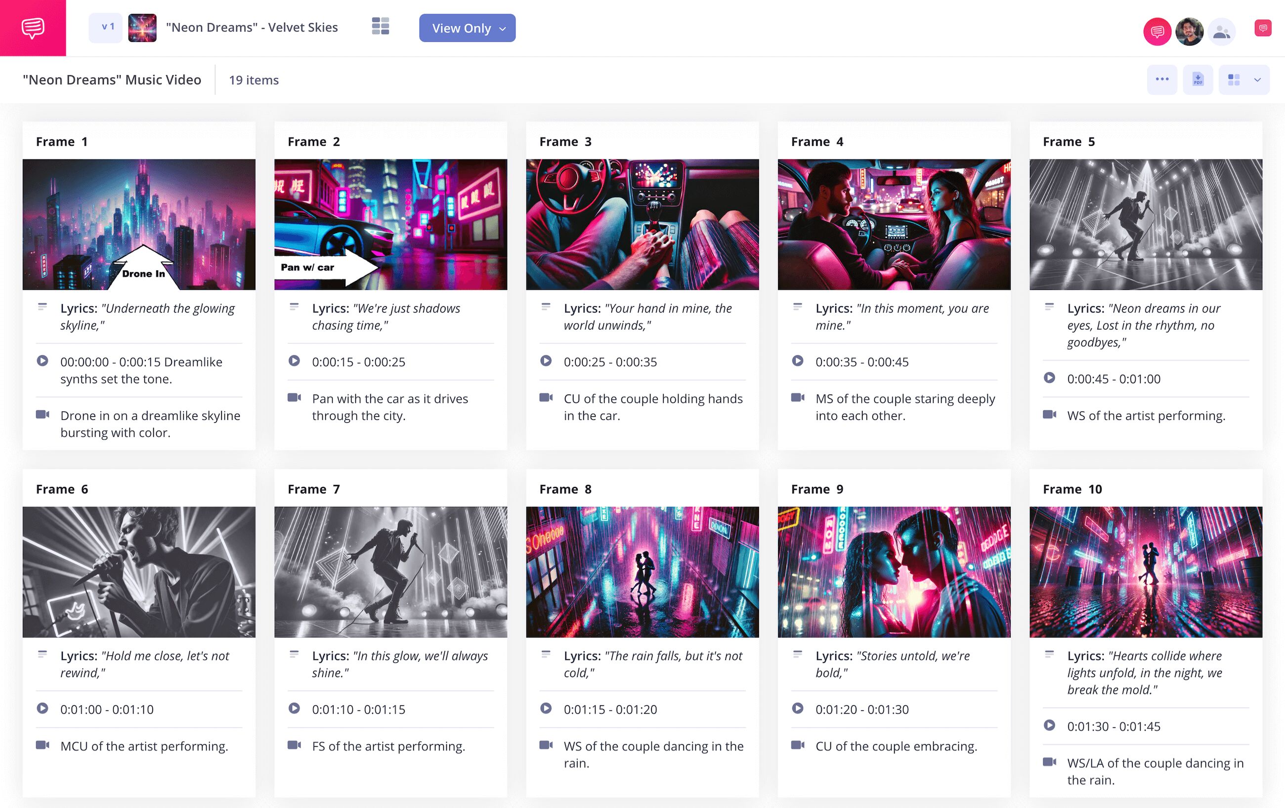 Music Video Storyboard Template – Shot List Visual Planning – StudioBinder