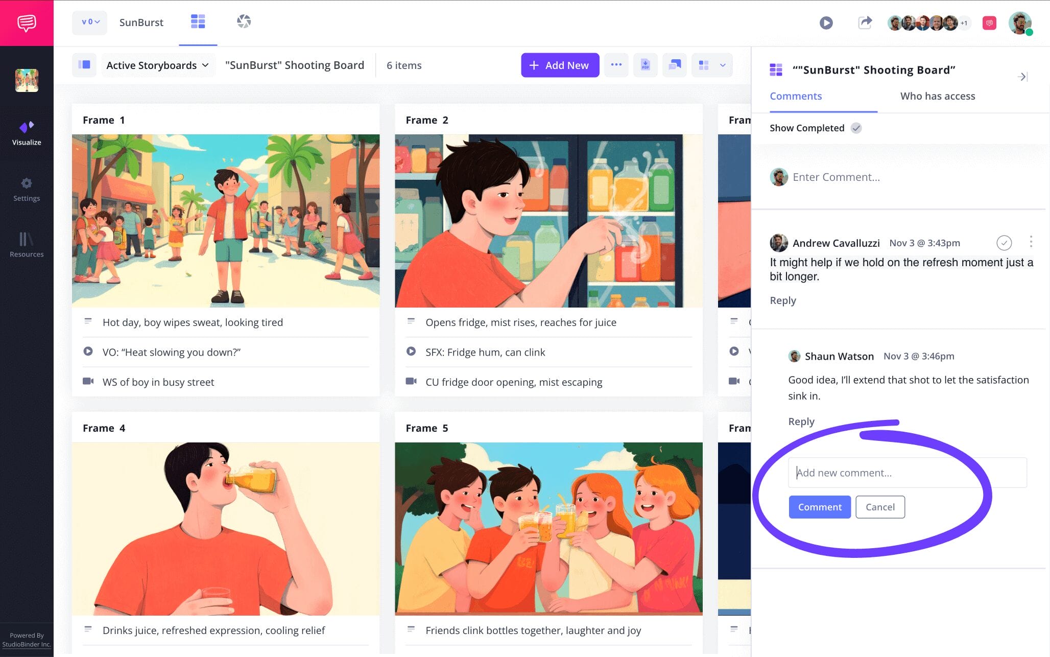 Corporate Video Storyboard Storyboard Corporate Video Team Collaboration Comment on Story StudioBinder