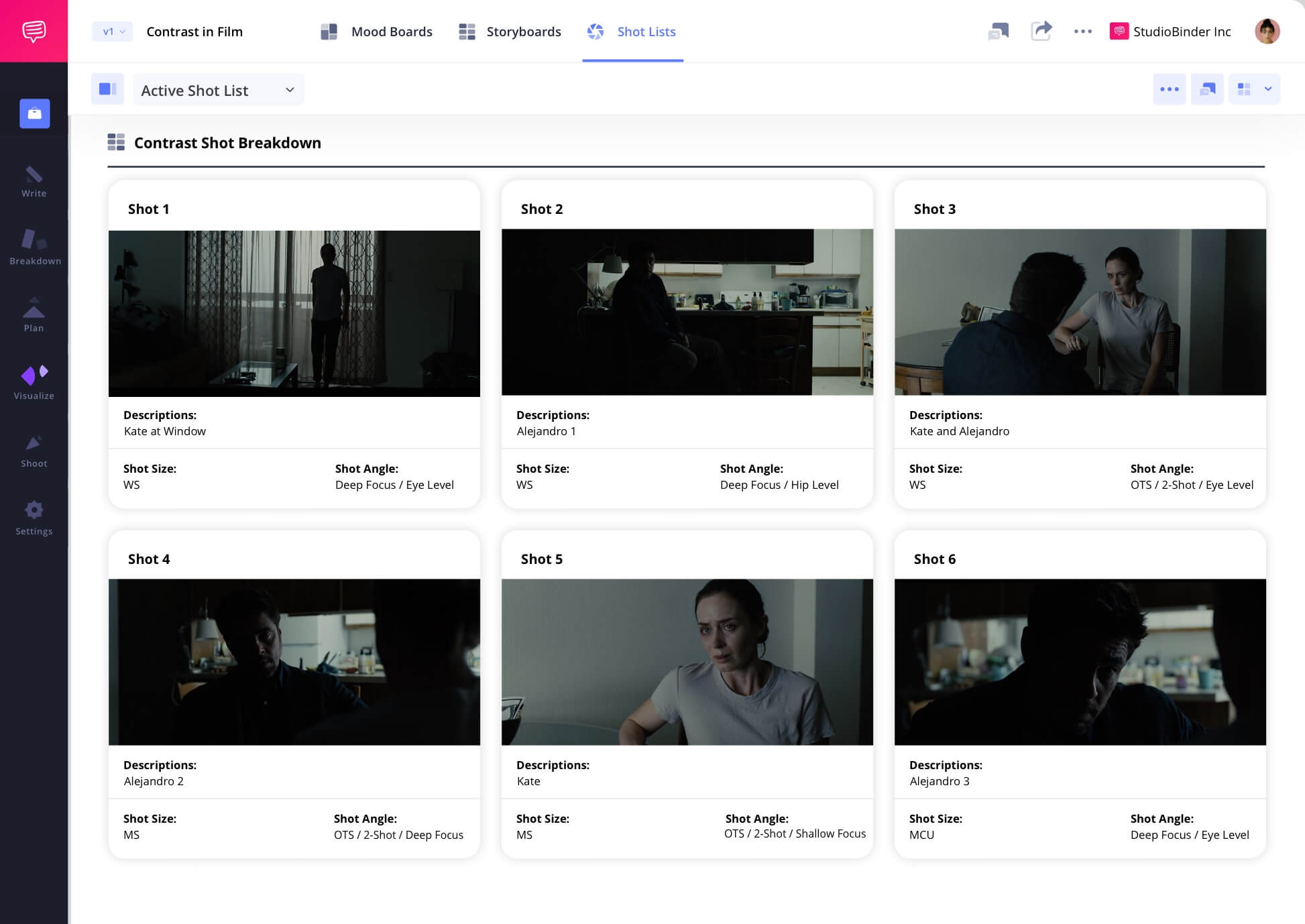 Example of Contrast in Film Contrast Meaning in a Camera Shot List Contrast camera shot scene example from Sicario