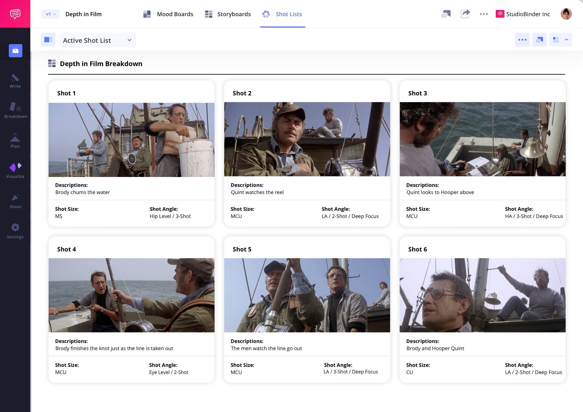 Example of Depth in Film Depth Meaning in a Camera Shot List Depth camera shot scene example from Jaws