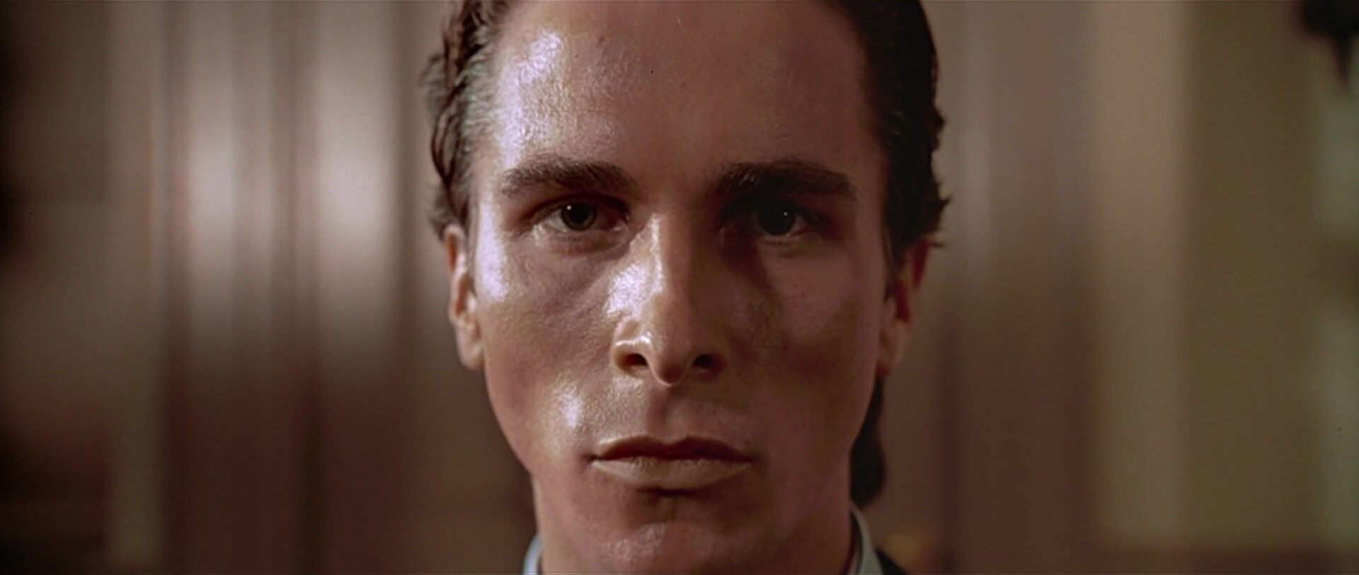 Push In Movement Shot Example Push In Shot of Christian Bale from American Psycho