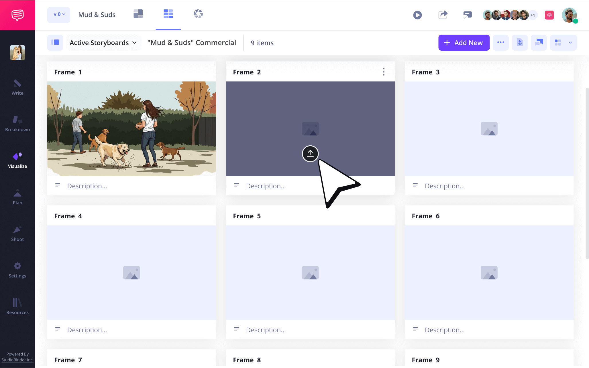 Storyboard Template PDF Sheets Upload Image Illustration Sketches to Frames StudioBinder