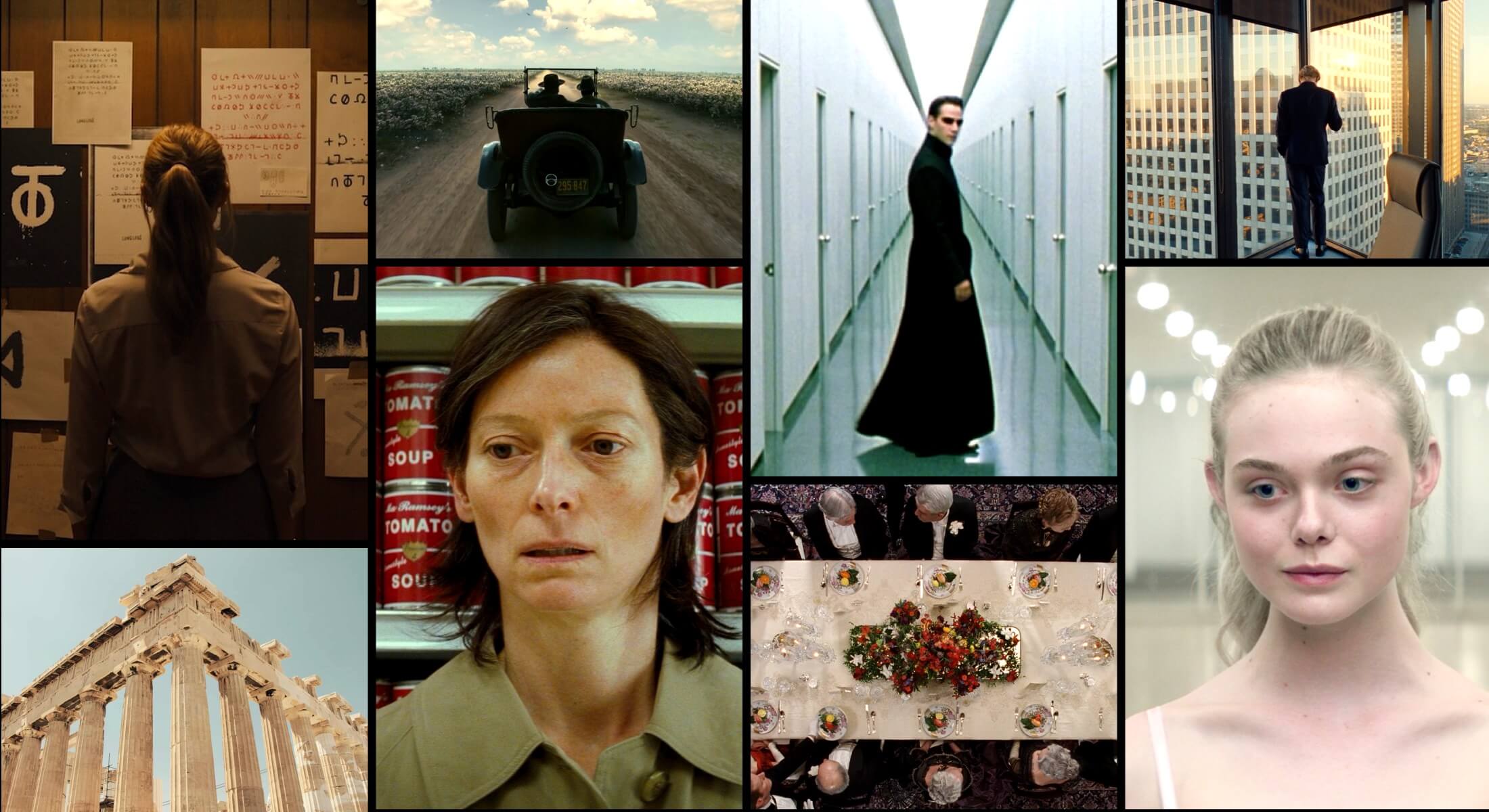 Symmetrical Balance in Film Director Mood Board Collection of Various camera shots with Symmetrical Balance from film tv and video