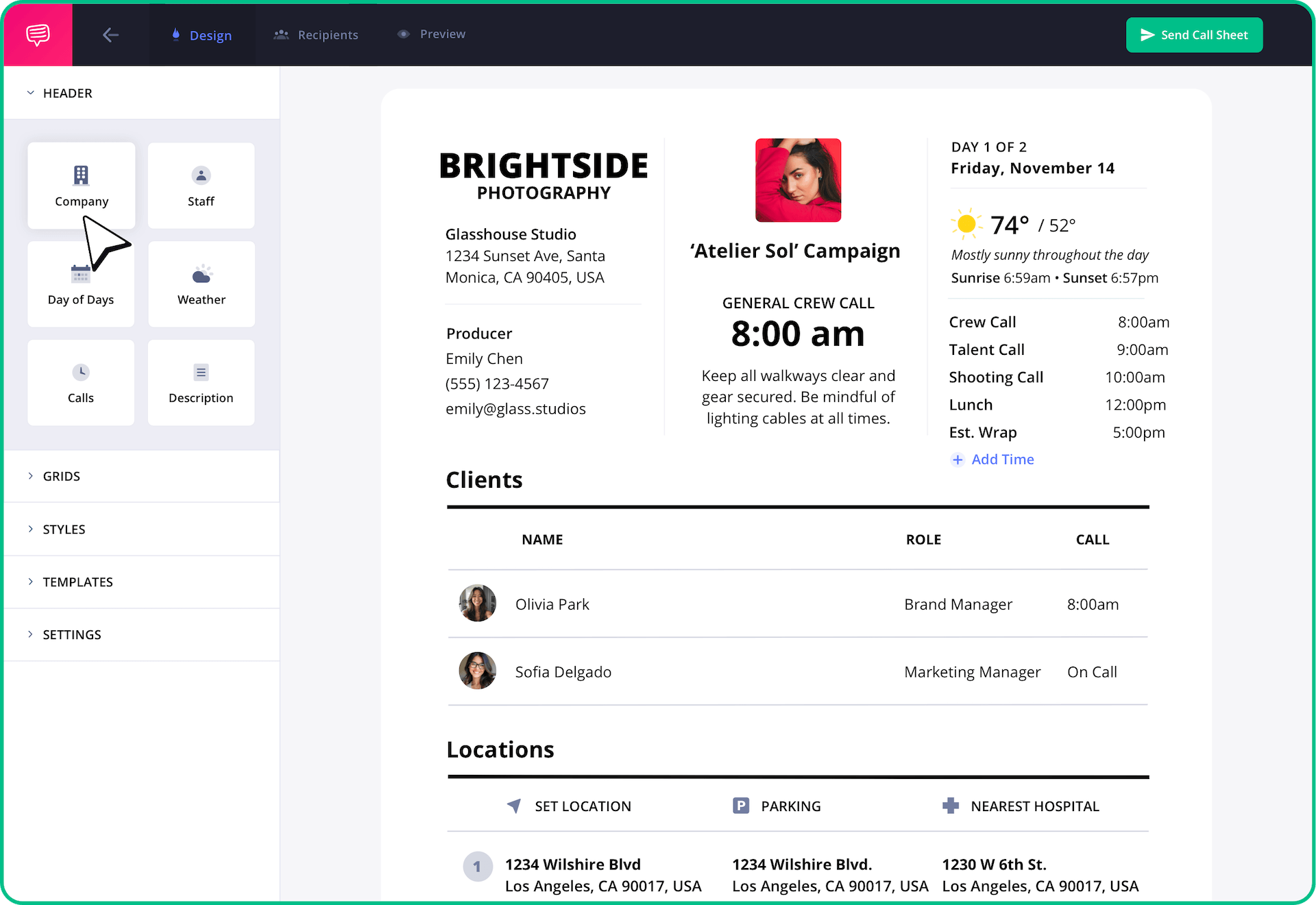 Basic Call Sheet Template Fashion Photoshoot Sample Word Alternative StudioBinder Basic Call Sheet Template Fashion Photoshoot Sample Word Alternative StudioBinder