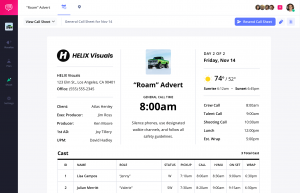 Call Sheet Example View video commercial call sheet sample