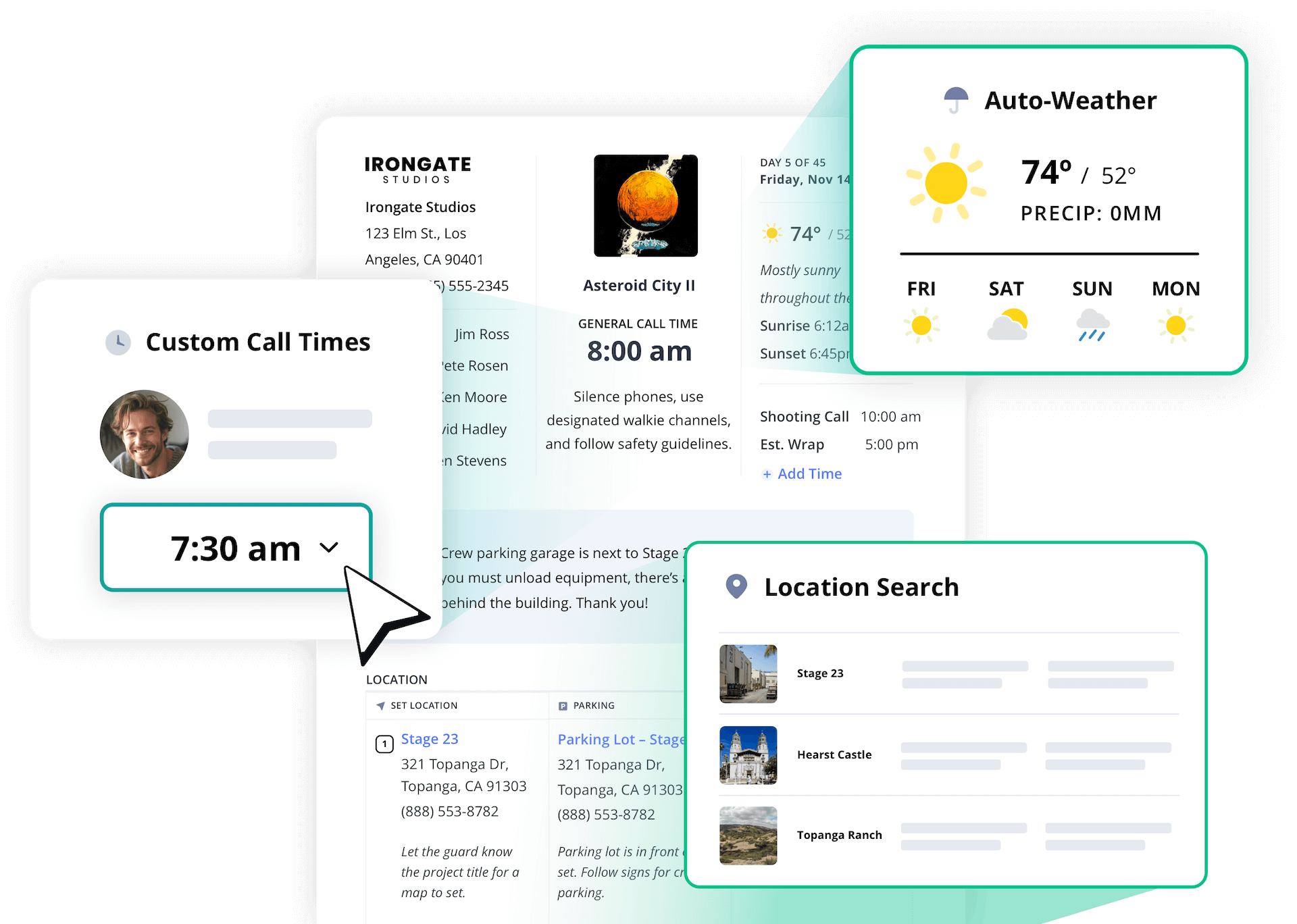 Film Call Sheet Tailor actor and crew call times weather automation and location maplinks for accuracy Film Call Sheet Tailor actor and crew call times weather automation and location maplinks for accuracy