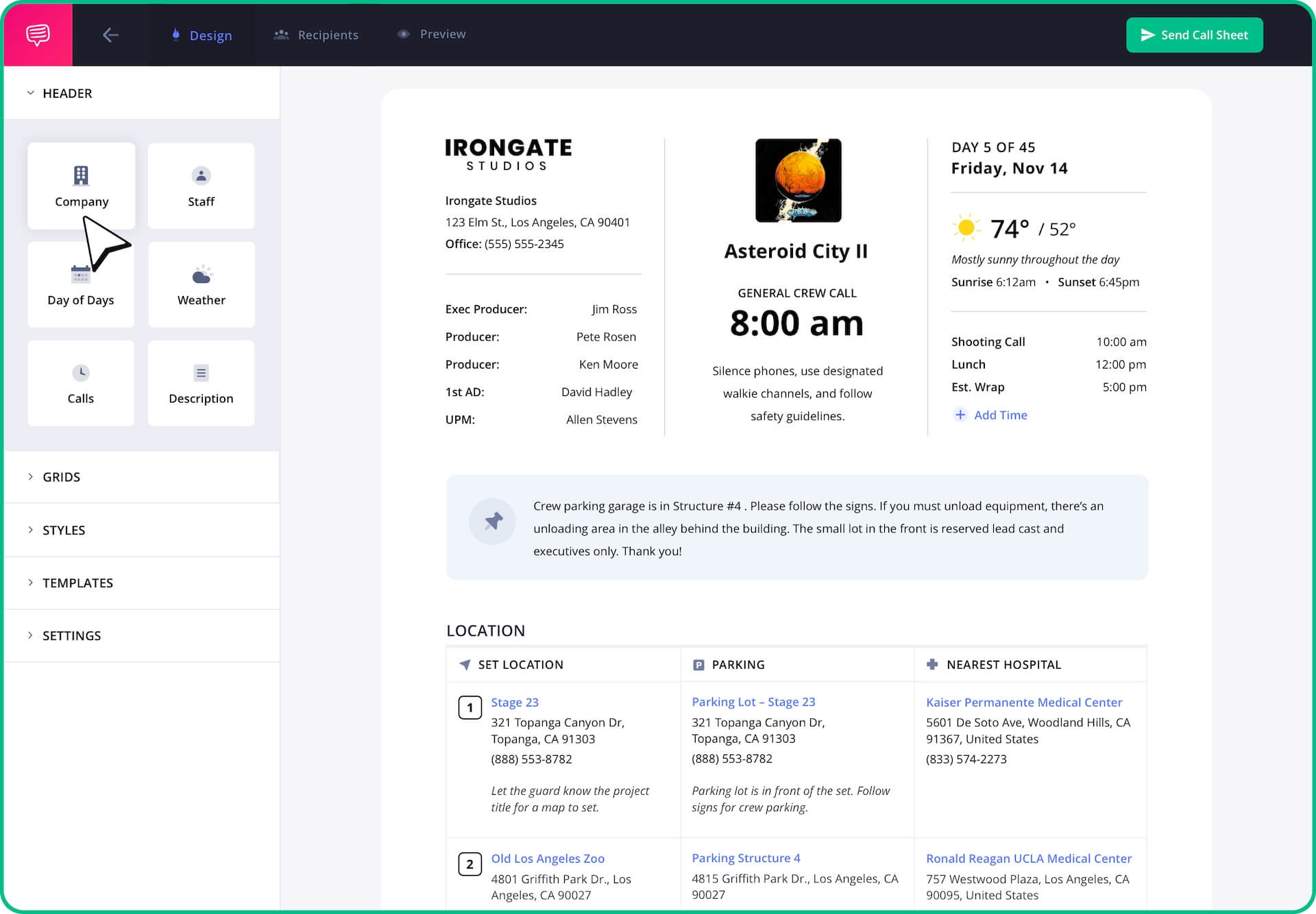 Free Online Call Sheet Creator Add Producer Director and Film Crew Information on Call Sheet Download PDF StudioBinder Free Online Call Sheet Creator Add Producer Director and Film Crew Information on Call Sheet Download PDF StudioBinder