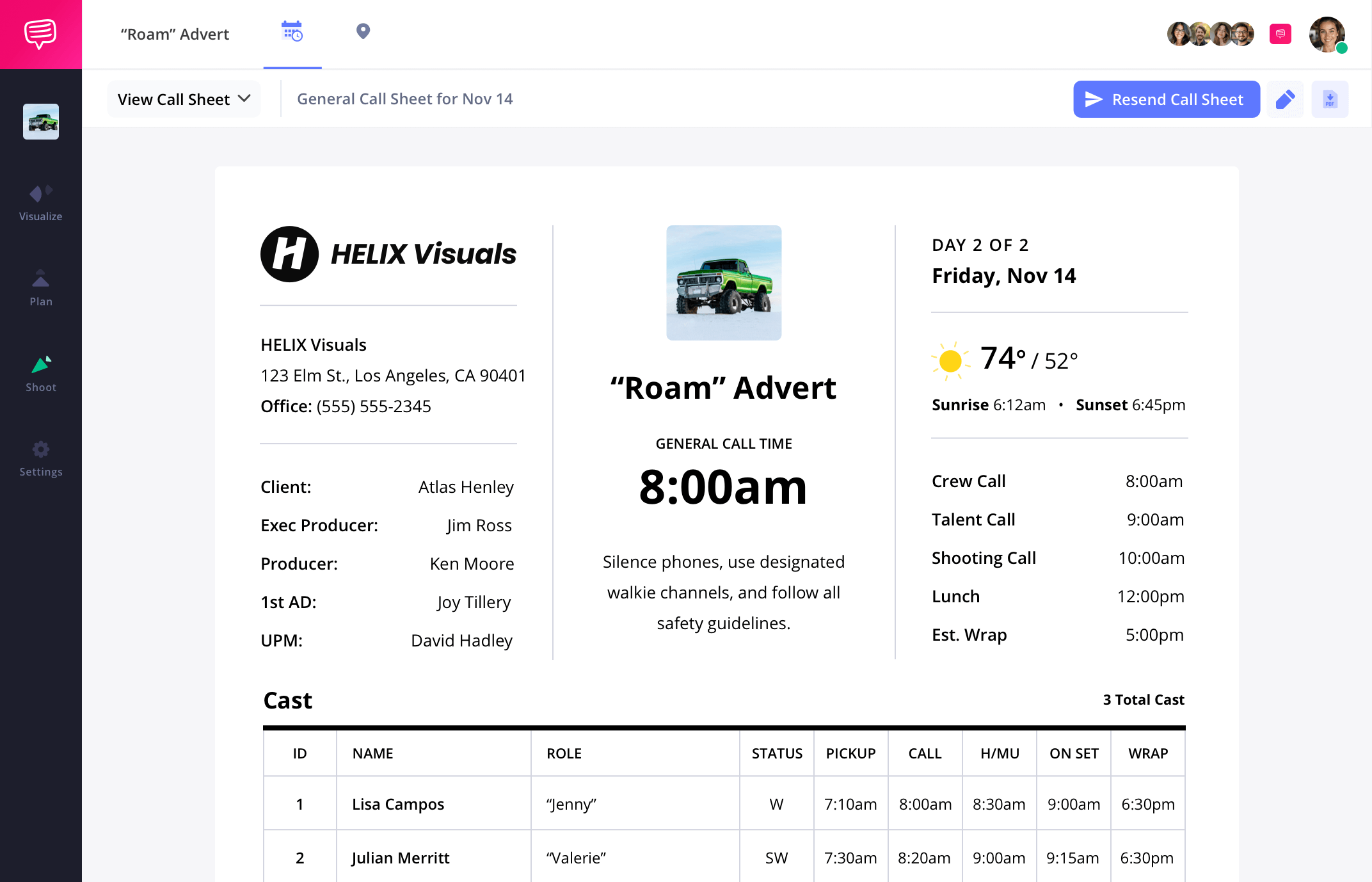 How to Make a Call Sheet for Film Template Call Sheet Example for Video Commercial StudioBinder How to Make a Call Sheet for Film Template Call Sheet Example for Video Commercial StudioBinder