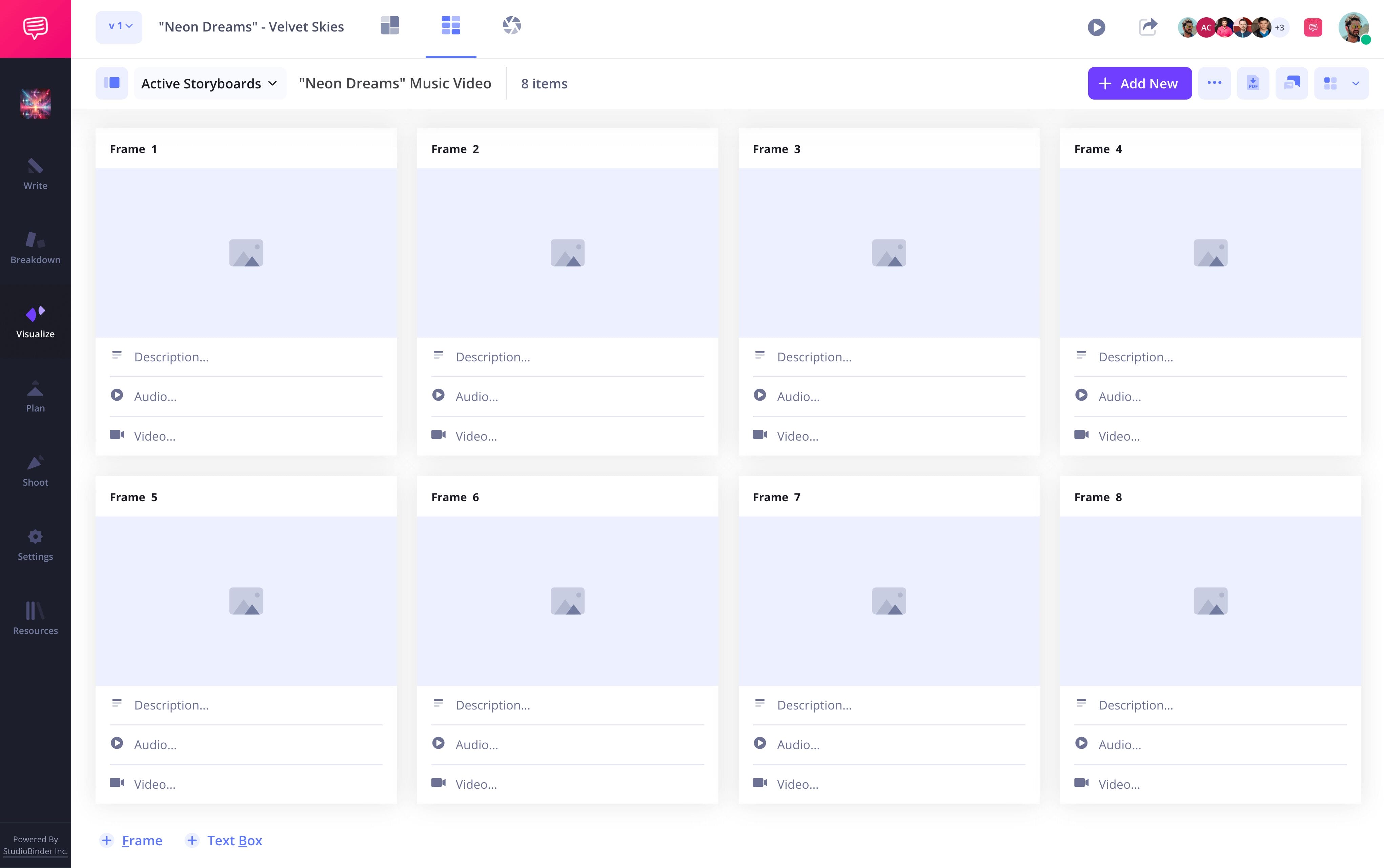 Music Video Storyboarding View the structure of a blank storyboard sample in StudioBinder Music Video Storyboarding View the structure of a blank storyboard sample in StudioBinder