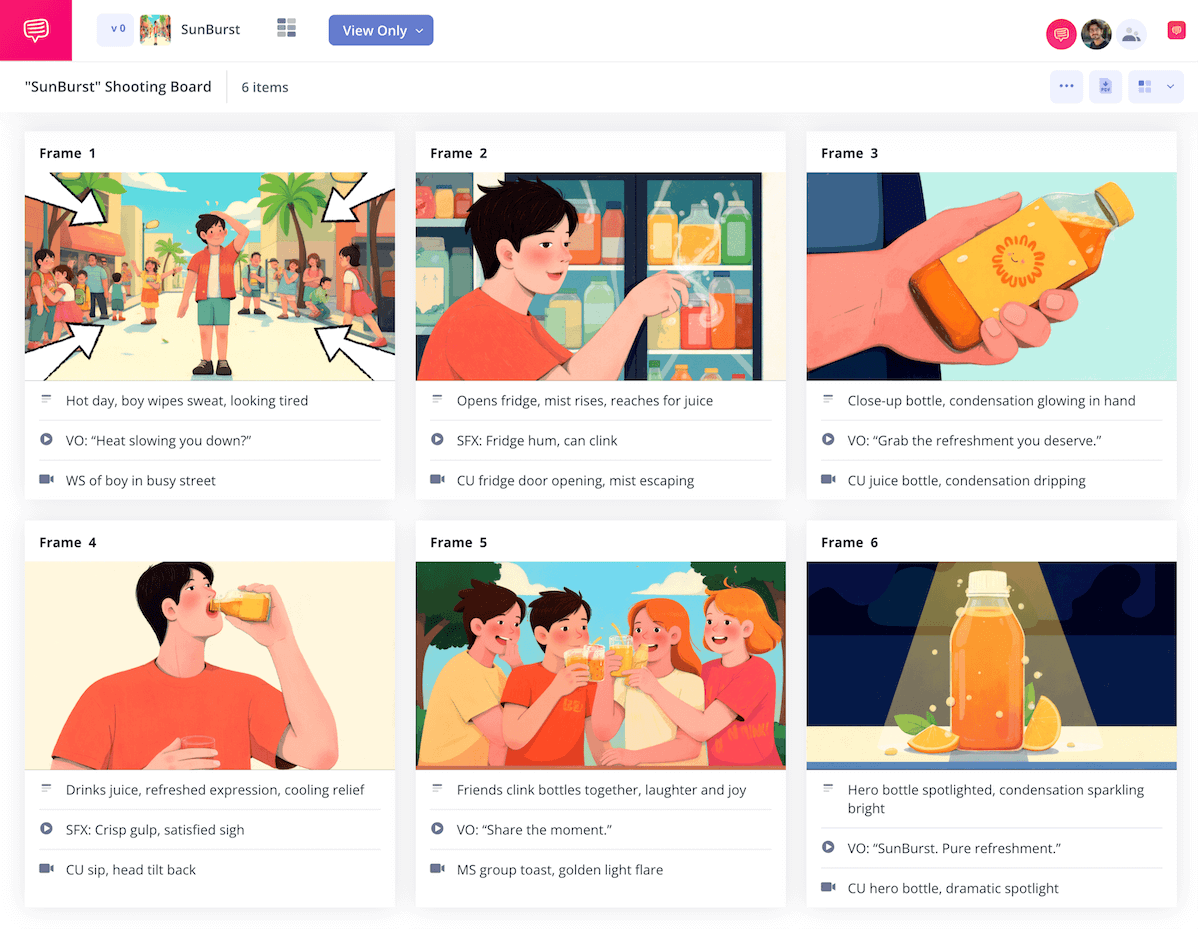 TV Commercial Corporate Video Storyboard Example Storyboard Sample in StudioBinder