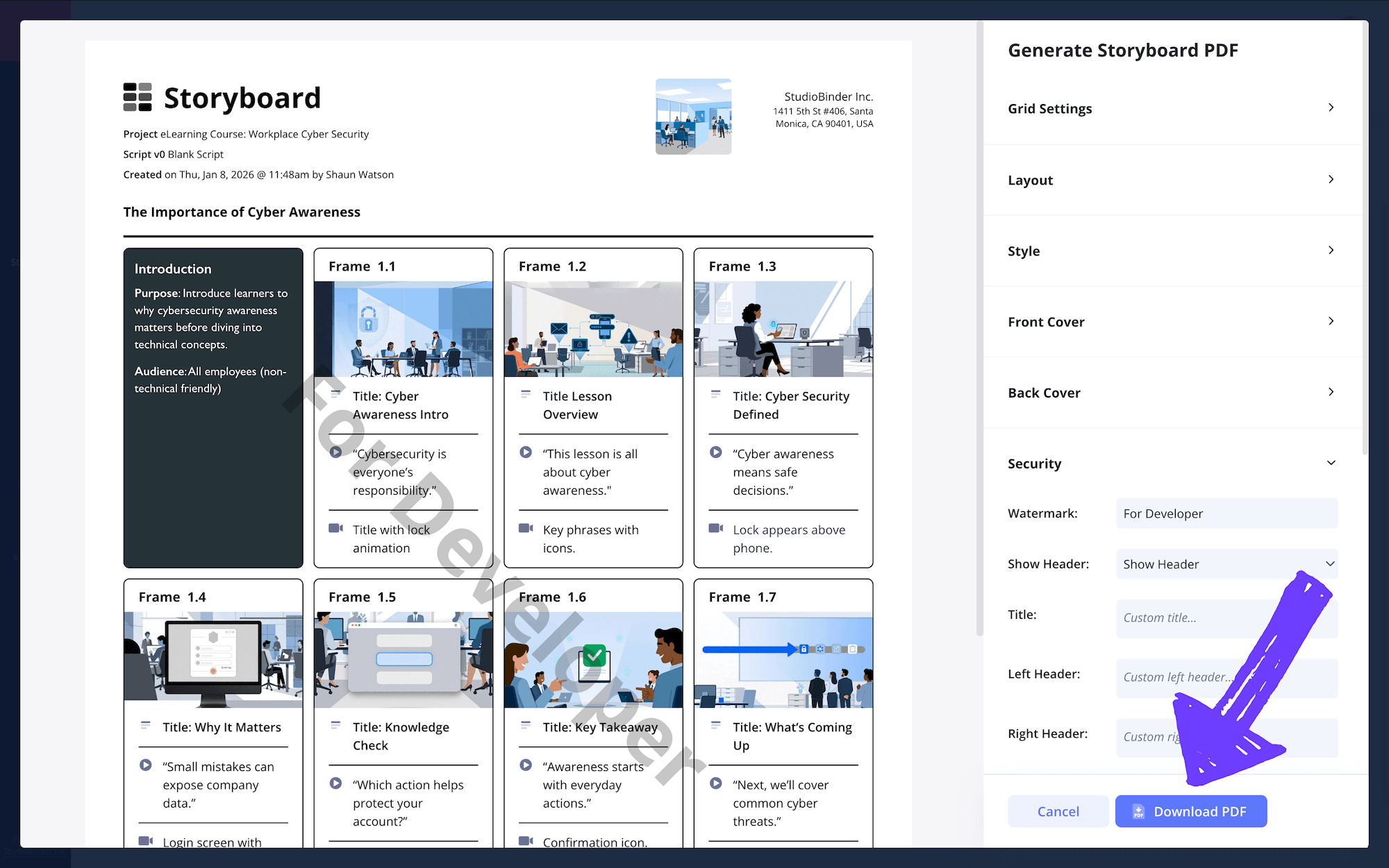 eLearning Storyboard Template Instructional Design Add Custom Developer Watermark for Extra Security eLearning Storyboard Template Instructional Design Add Custom Developer Watermark for Extra Security