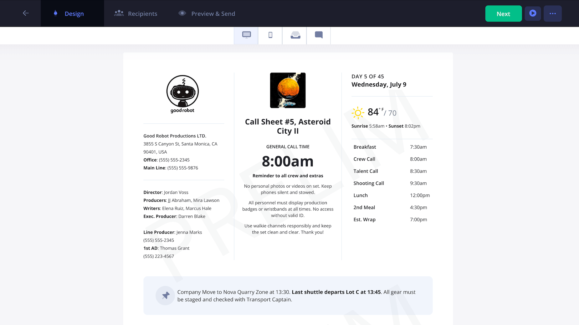 Film Production Call Sheet Template Preview Call Sheet Sample Template Top Section Film Production Call Sheet Template Preview Call Sheet Sample Template Top Section
