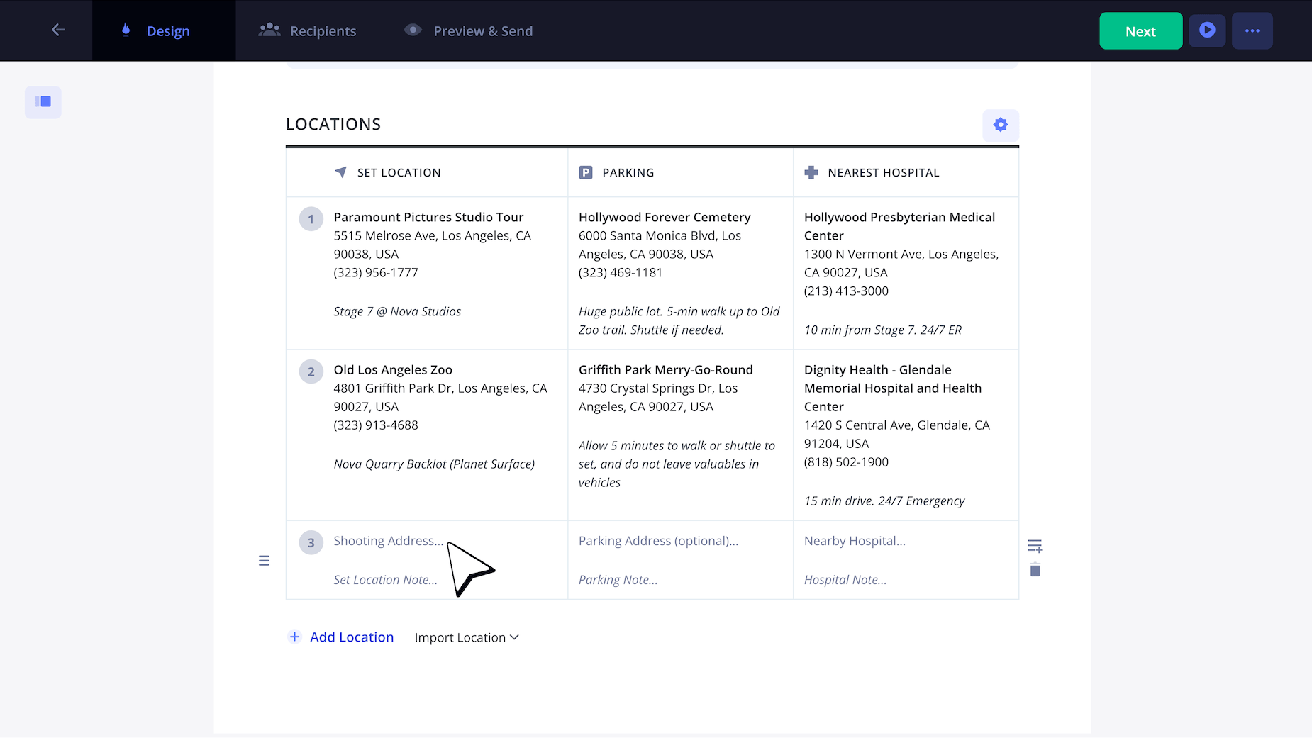 Filming Call Sheet Template Film Shooting Locations Parking Details and Nearest Hospital with hr ER StudioBinder Filming Call Sheet Template Film Shooting Locations Parking Details and Nearest Hospital with hr ER StudioBinder