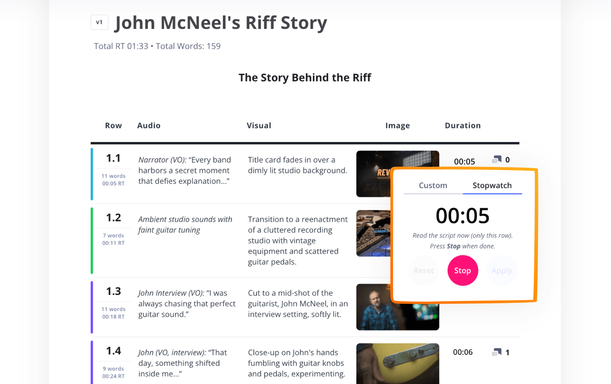 Script Writing on YouTube Add durations to each row Script Writing on YouTube Add durations to each row