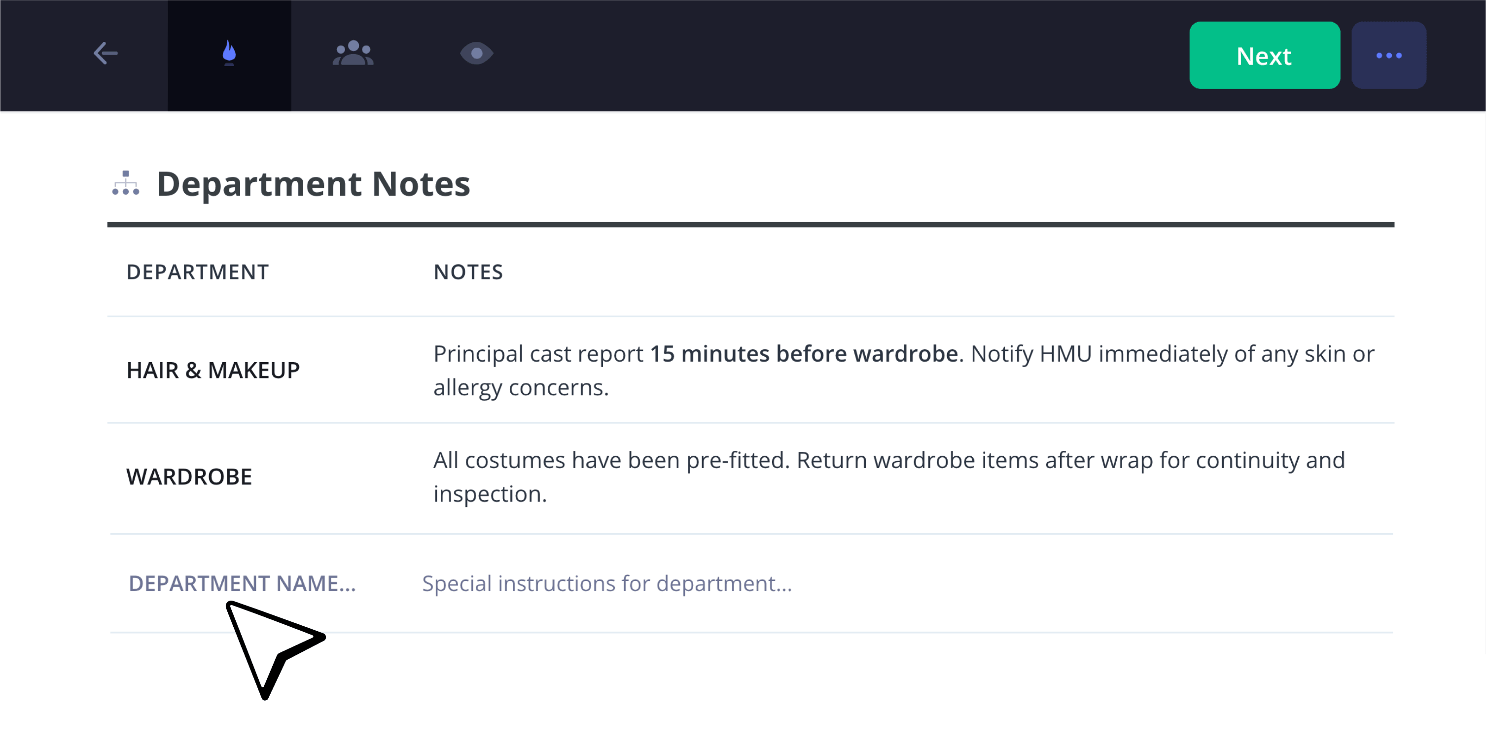 Actor Call Sheet Template Department Notes StudioBinder Actor Call Sheet Template Department Notes StudioBinder