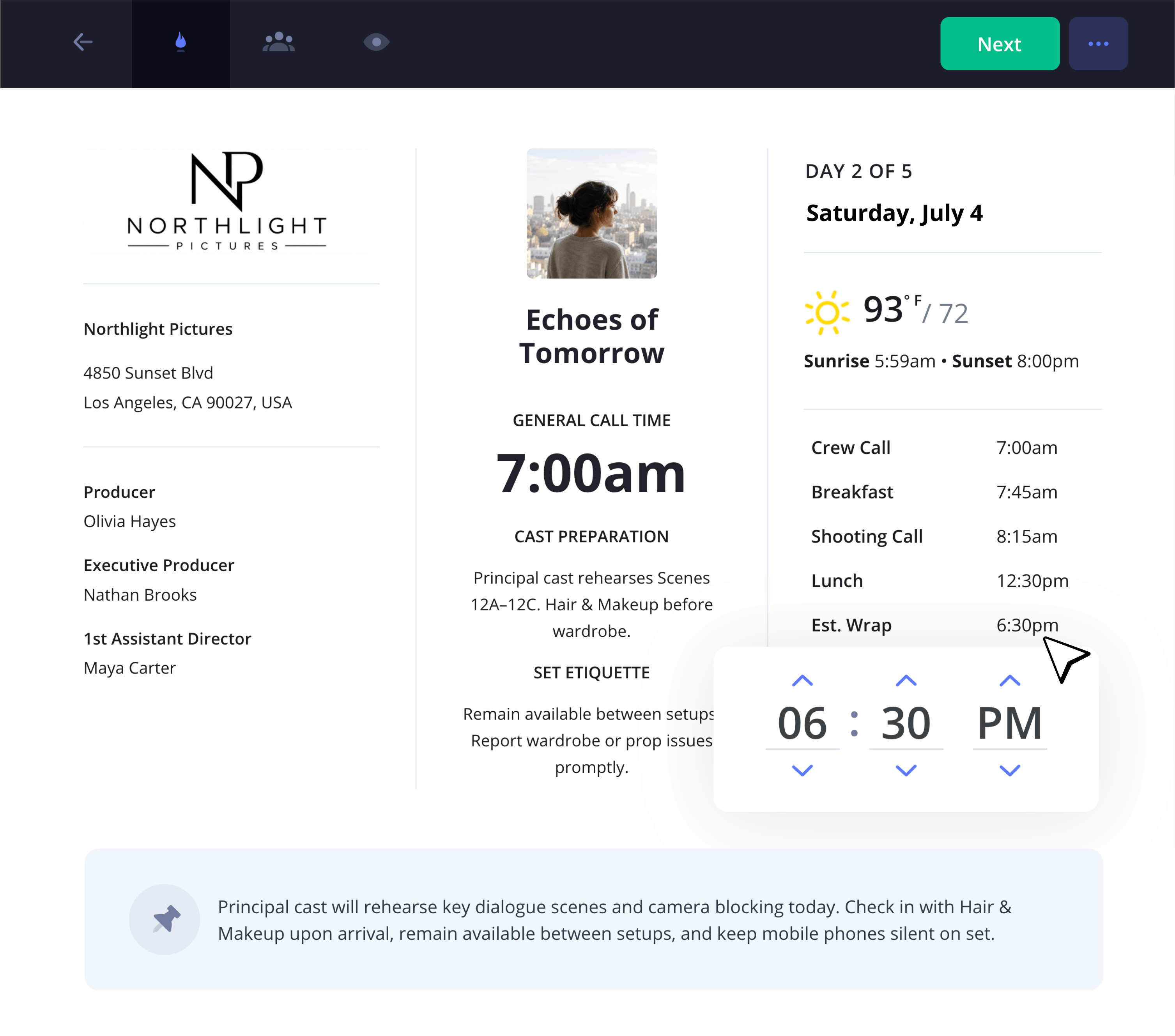 Actor Call Sheet Template Production Header Example StudioBinder Actor Call Sheet Template Production Header Example StudioBinder