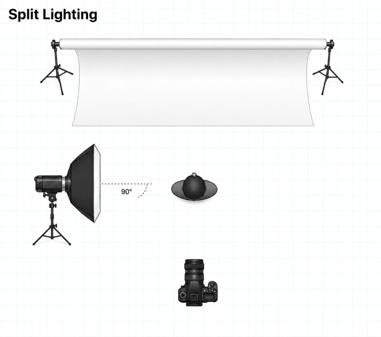 Side light photography setup Side light photography setup